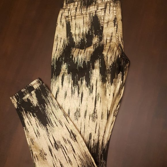 Guess Marciano Dull Gold and Black Skinny Pants - Picture 1 of 6